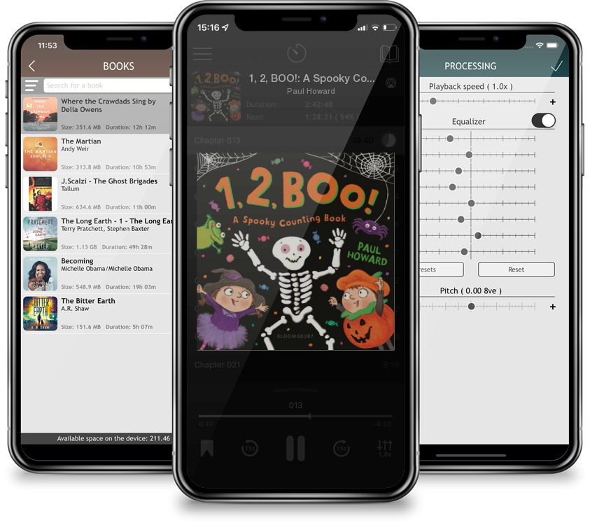 Audiobook 1, 2, BOO!: A Spooky Counting Book (Board book) by Paul Howard