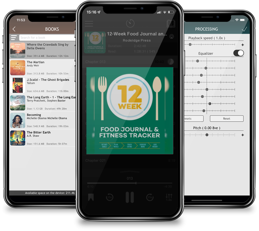 Audiobook 12-Week Food Journal and Fitness Tracker: Track Eating, Plan Meals, and Set Diet and Exercise Goals for Optimal Weight Loss by Rockridge Press