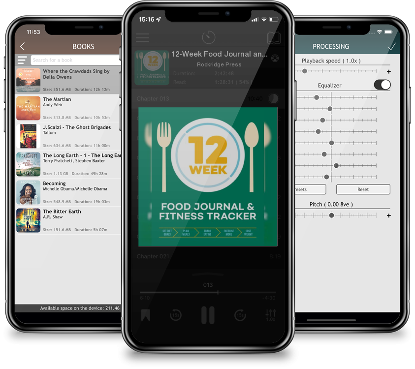Listen 12-Week Food Journal and Fitness Tracker: Track Eating, Plan Meals, and Set Diet and Exercise Goals for Optimal Weight Loss by Rockridge Press in MP3 Audiobook Player for free
