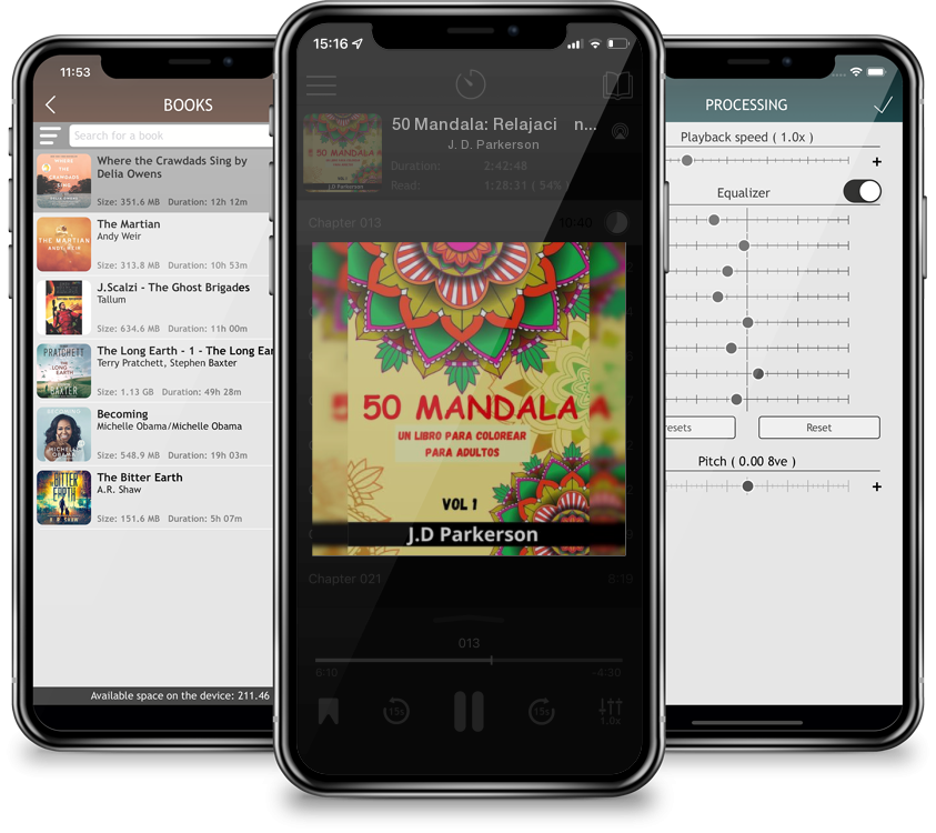 Audiobook 50 Mandala: Relajación y alivio del estrés -Un libro con diseños de mandalas únicos by J. D. Parkerson