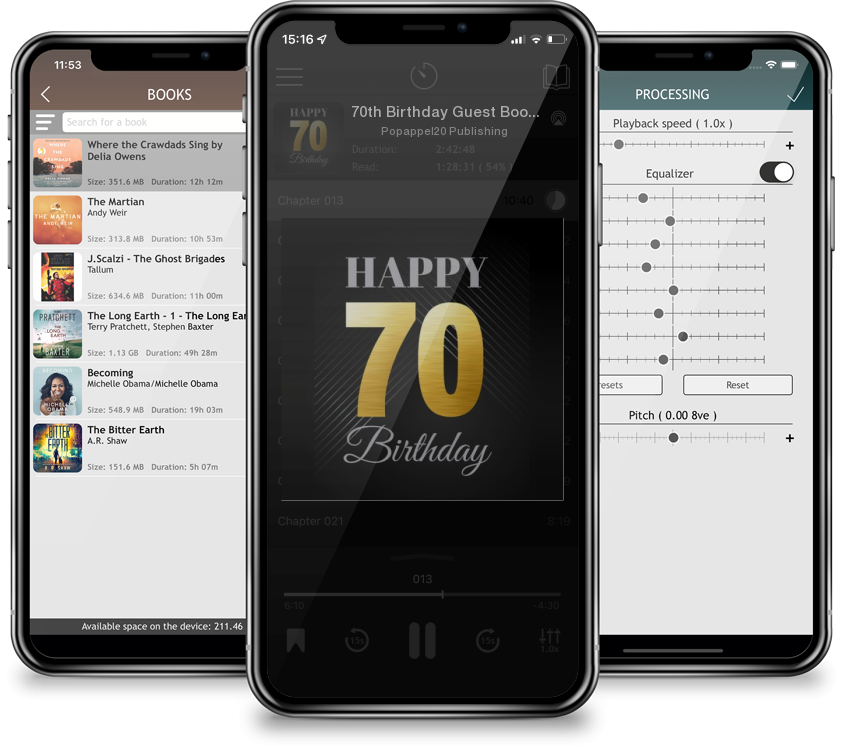 Listen 70th Birthday Guest Book by Popappel20 Publishing in MP3 Audiobook Player for free