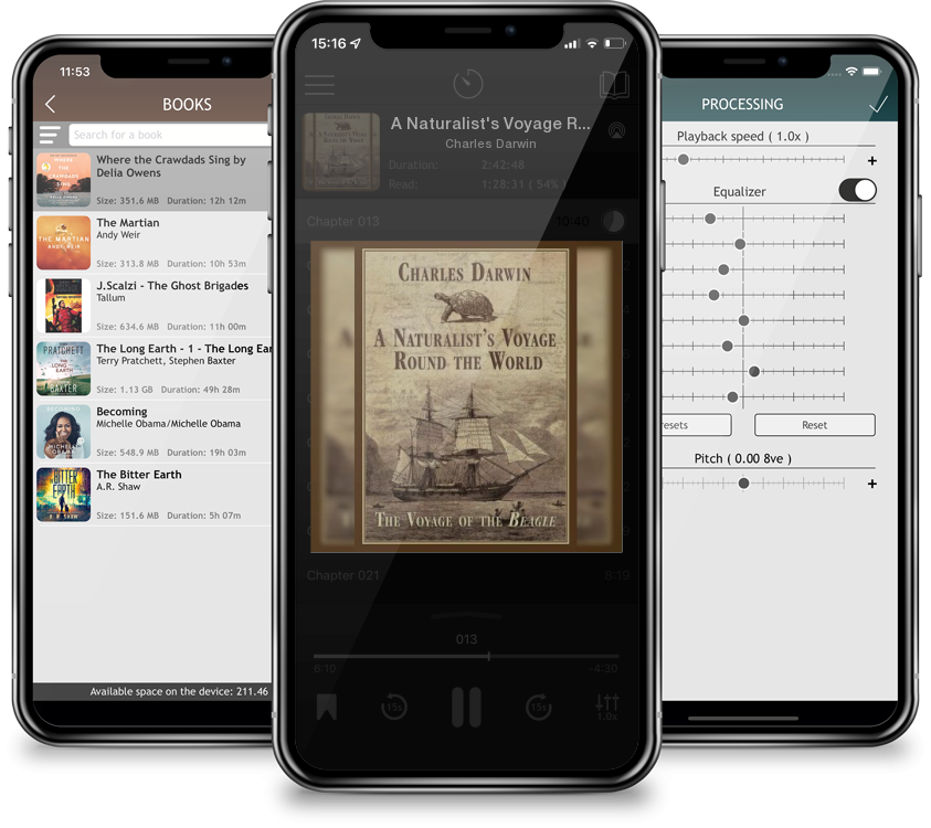 Audiobook A Naturalist\'s Voyage Round the World: The Voyage of the Beagle by Charles Darwin