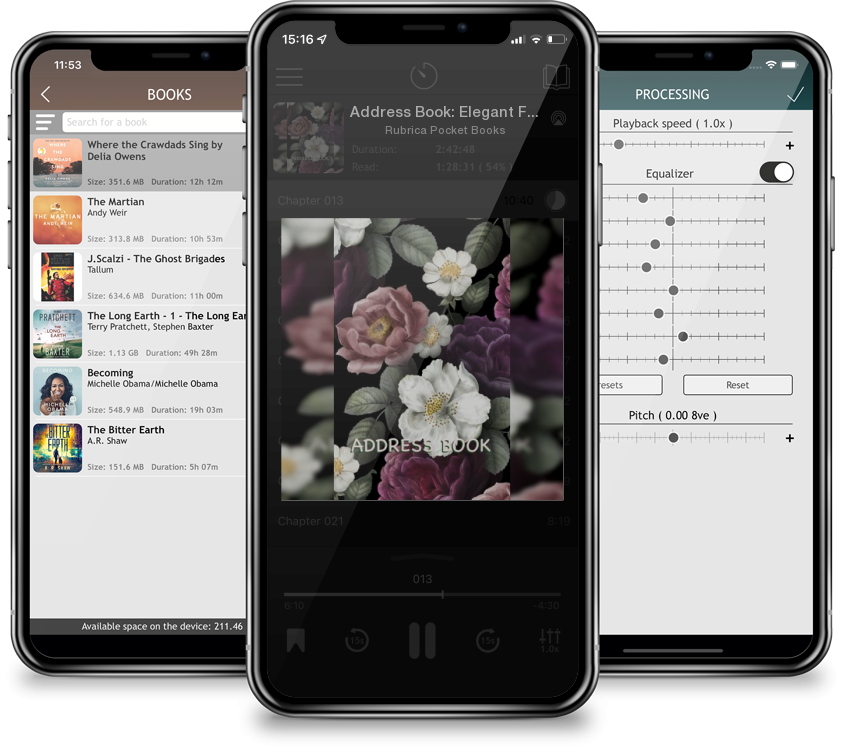 Audiobook Address Book: Elegant Flowers Address Book with Enough Spaces for 150 Contacts\' Names, Addresses, Home and Mobile Telephone Numbers, by Rubrica Pocket Books