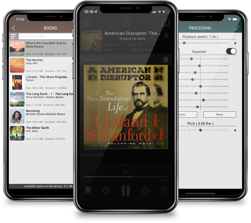 Listen American Disruptor: The Scandalous Life of Leland Stanford by Roland De Wolk in MP3 Audiobook Player for free
