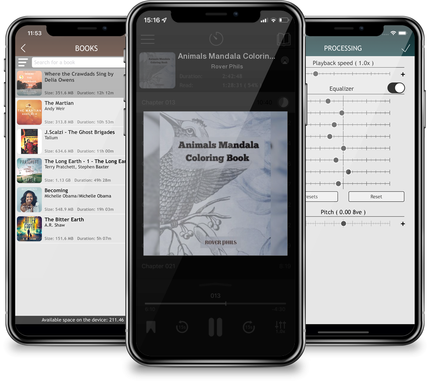 Audiobook Animals Mandala Coloring Book by Rover Phils