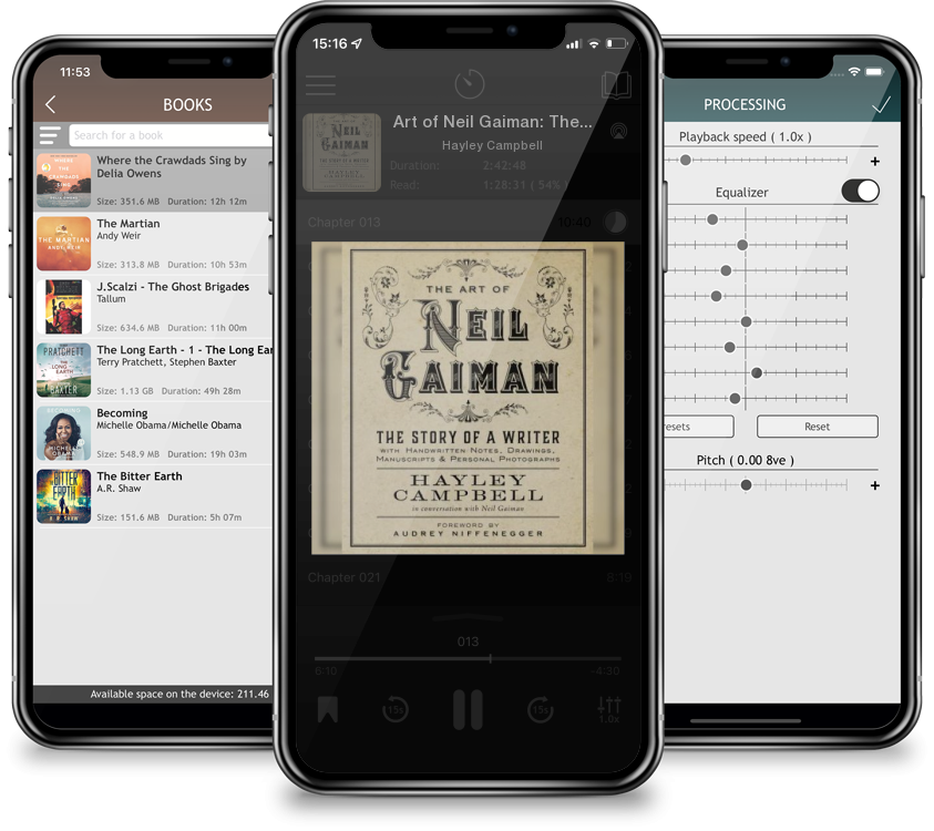 Listen Art of Neil Gaiman: The Story of a Writer with Handwritten Notes, Drawings, Manuscripts, and Personal Photographs by Hayley Campbell in MP3 Audiobook Player for free