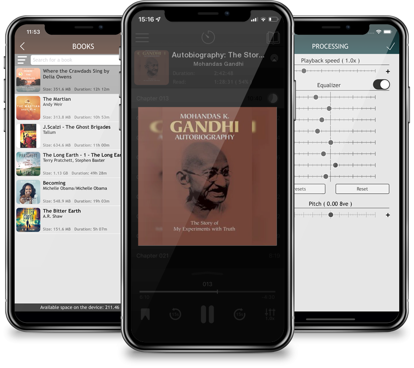Listen Autobiography: The Story of My Experiments with Truth by Mohandas Gandhi in MP3 Audiobook Player for free