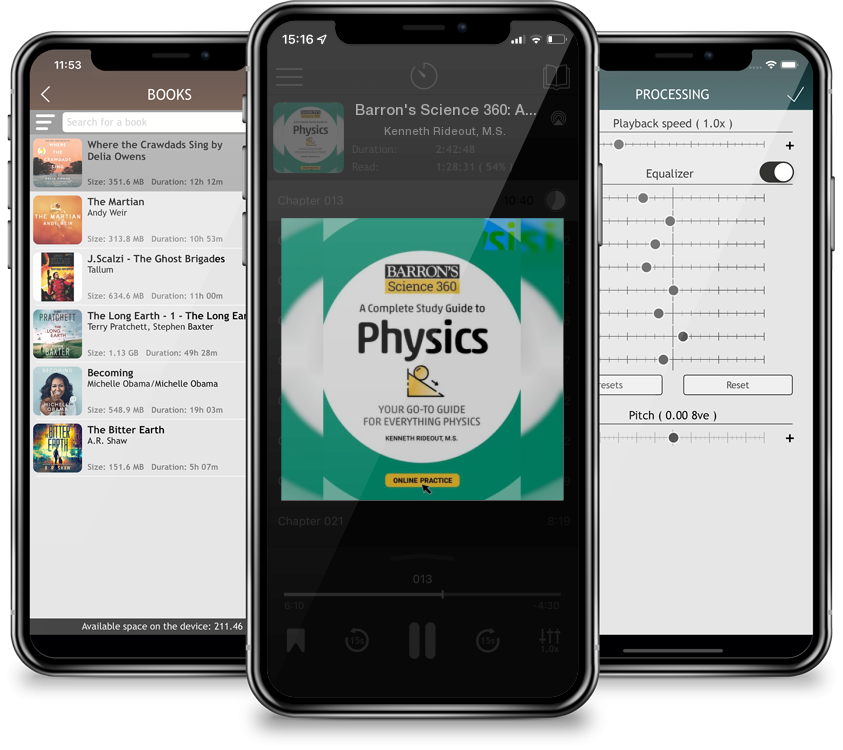 Listen Barron's Science 360: A Complete Study Guide to Physics with Online Practice by Kenneth Rideout, M.S. in MP3 Audiobook Player for free