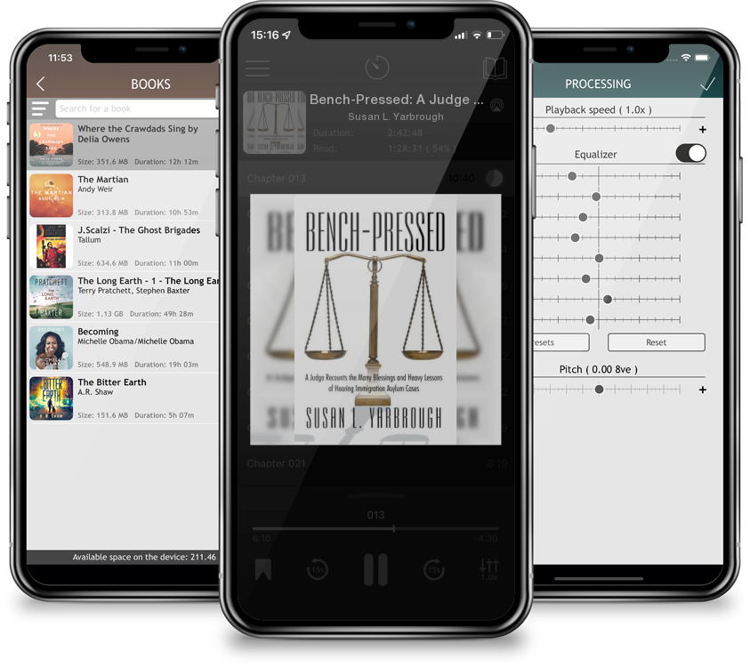 Listen Bench-Pressed: A Judge Recounts the Many Blessings and Heavy Lessons of Hearing Immigration Asylum Cases by Susan L. Yarbrough in MP3 Audiobook Player for free