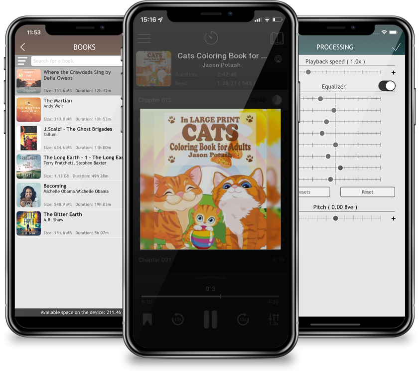 Audiobook Cats Coloring Book for Adults ( In Large Print) by Jason Potash