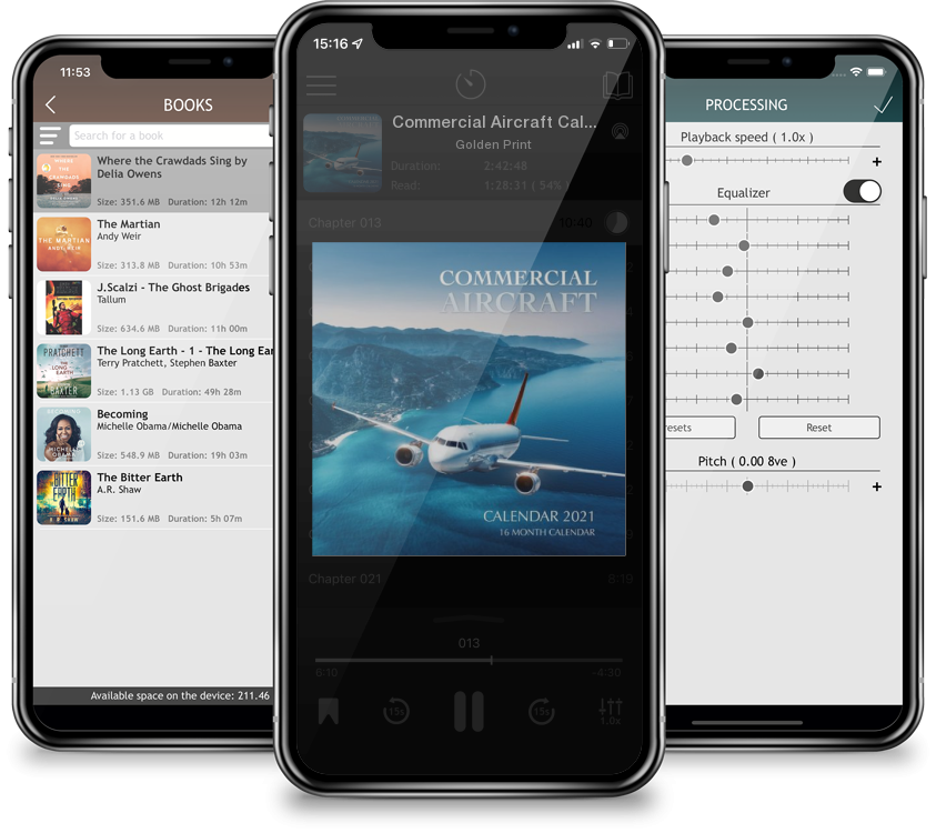 Listen Commercial Aircraft Calendar 2021: 16 Month Calendar by Golden Print in MP3 Audiobook Player for free