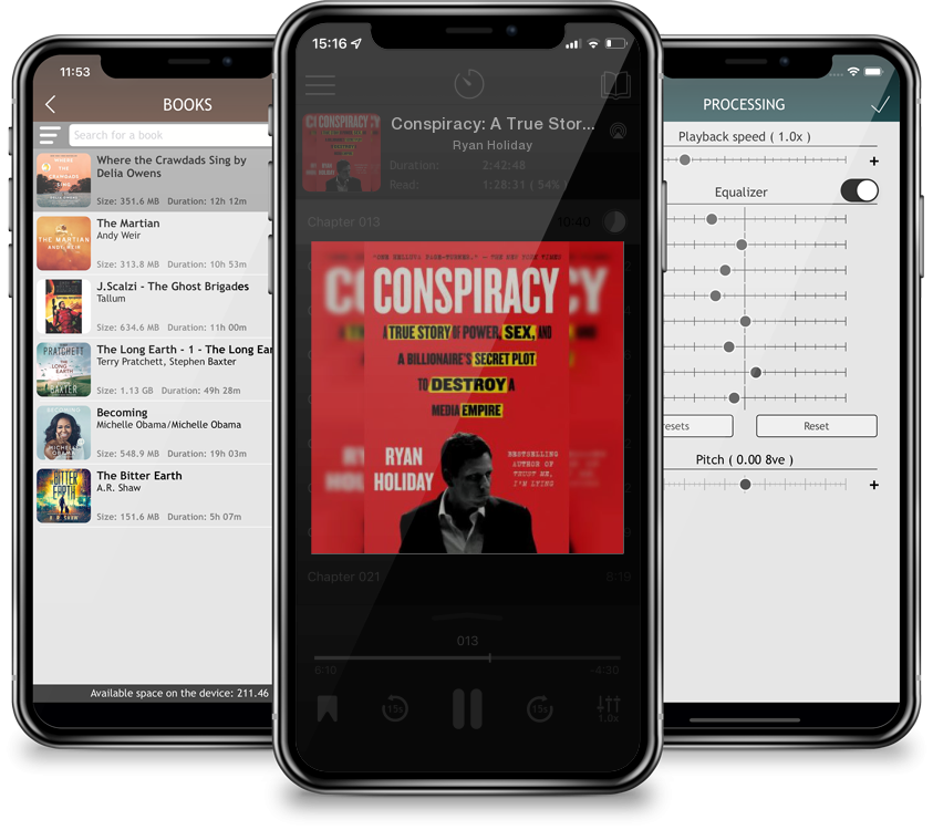 Listen Conspiracy: A True Story of Power, Sex, and a Billionaire's Secret Plot to Destroy a Media Empire by Ryan Holiday in MP3 Audiobook Player for free
