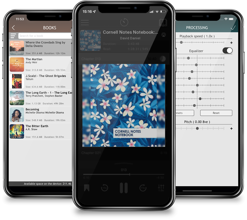 Audiobook Cornell Notes Notebook: Pretty Blue Tropical Flowers Notebook Supports a Proven Way to Improve Study and Information Retention. by David Daniel