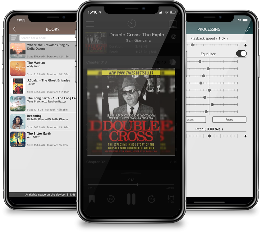 Listen Double Cross: The Explosive Inside Story of the Mobster Who Controlled America by Sam Giancana in MP3 Audiobook Player for free