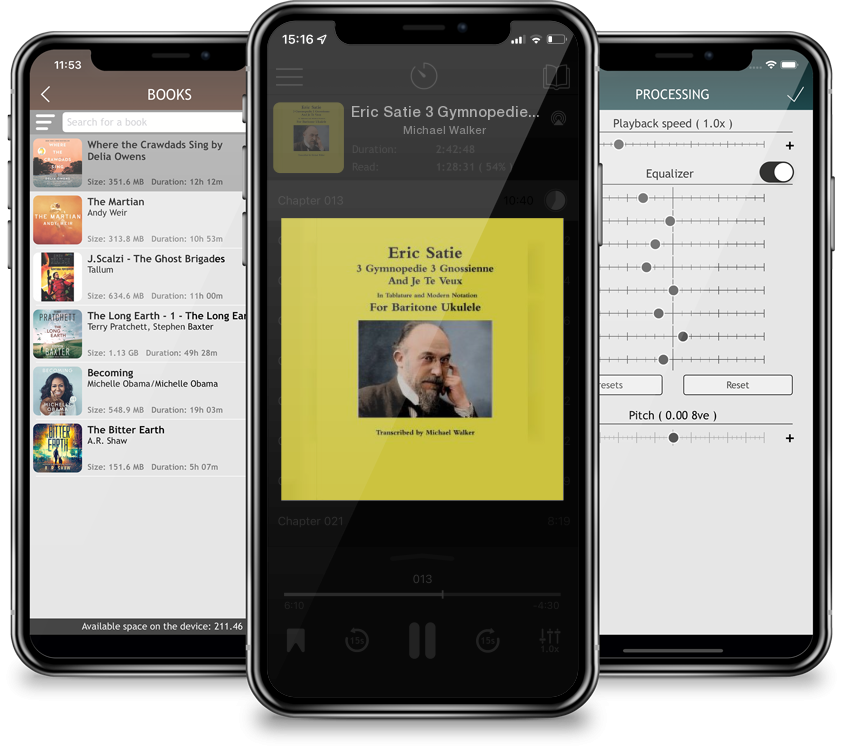 Audiobook Eric Satie 3 Gymnopedie 3 Gnossienne And Je Te Veux In Tablature and Modern Notation For Baritone Ukulele by Michael Walker