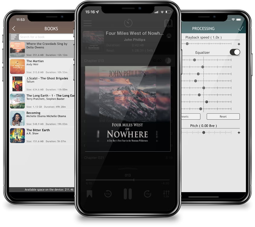 Audiobook Four Miles West of Nowhere by John Phillips