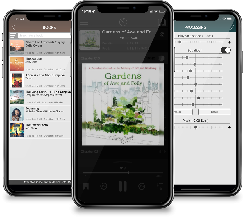 Listen Gardens of Awe and Folly: A Traveler's Journal on the Meaning of Life and Gardening by Vivian Swift in MP3 Audiobook Player for free