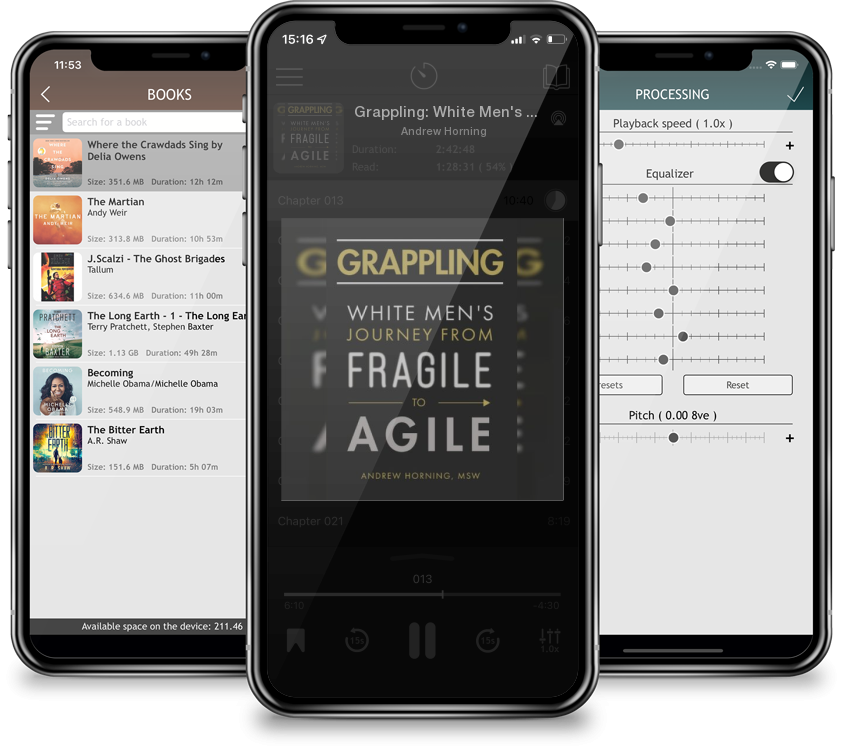 Listen Grappling: White Men's Journey from Fragile to Agile by Andrew Horning in MP3 Audiobook Player for free