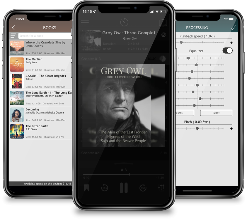 Audiobook Grey Owl: Three Complete Works by Grey Owl
