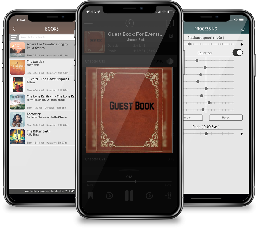 Listen Guest Book: For Events, Wedding, Birthday, Anniversary. Party Guest Book. Free Layout. Use As You Wish For Names & Addresses, Sign by Jason Soft in MP3 Audiobook Player for free