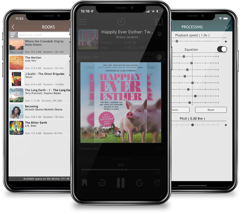 Audiobook Happily Ever Esther: Two Men, a Wonder Pig, and Their Life-Changing Mission to Give Animals a Home by Steve Jenkins