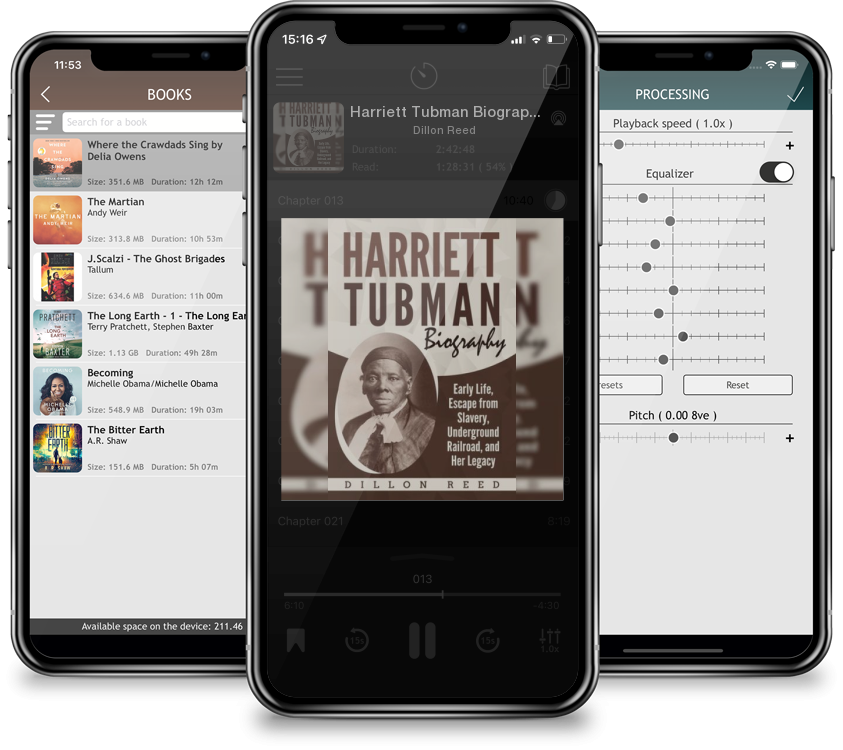 Listen Harriett Tubman Biography: Early Life, Escape from Slavery, Underground Railroad, and Her Legacy by Dillon Reed in MP3 Audiobook Player for free