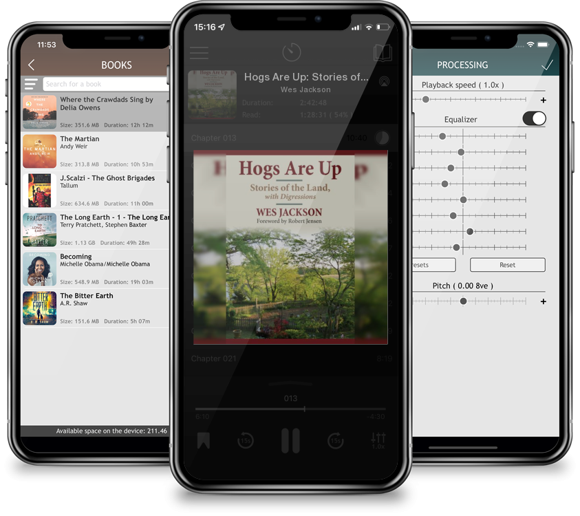Listen Hogs Are Up: Stories of the Land, with Digressions by Wes Jackson in MP3 Audiobook Player for free