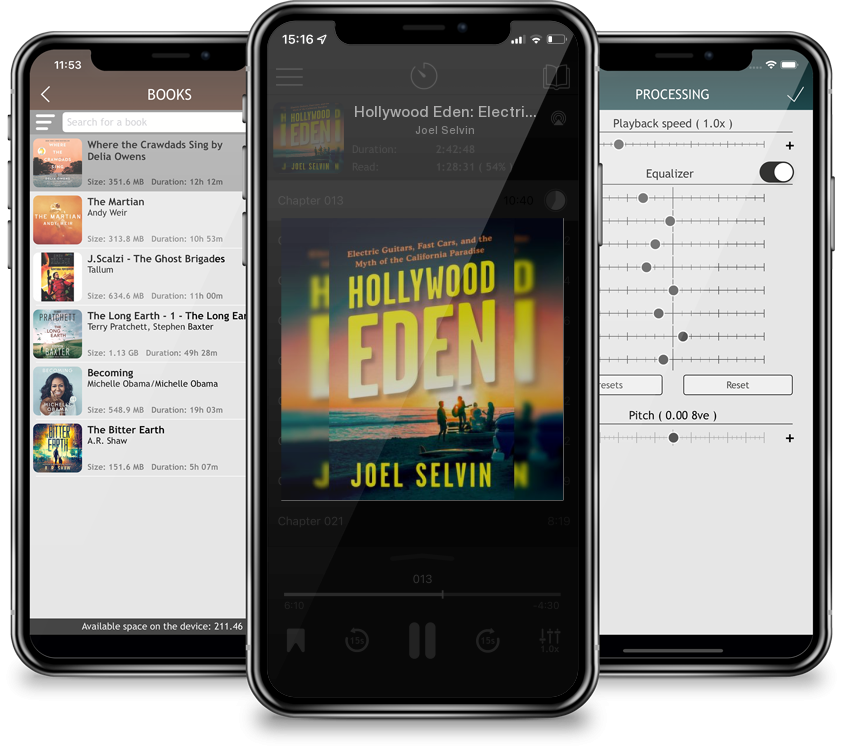 Listen Hollywood Eden: Electric Guitars, Fast Cars, and the Myth of the California Paradise by Joel Selvin in MP3 Audiobook Player for free