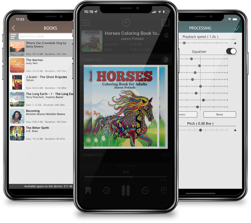 Audiobook Horses Coloring Book for Adults by Jason Potash