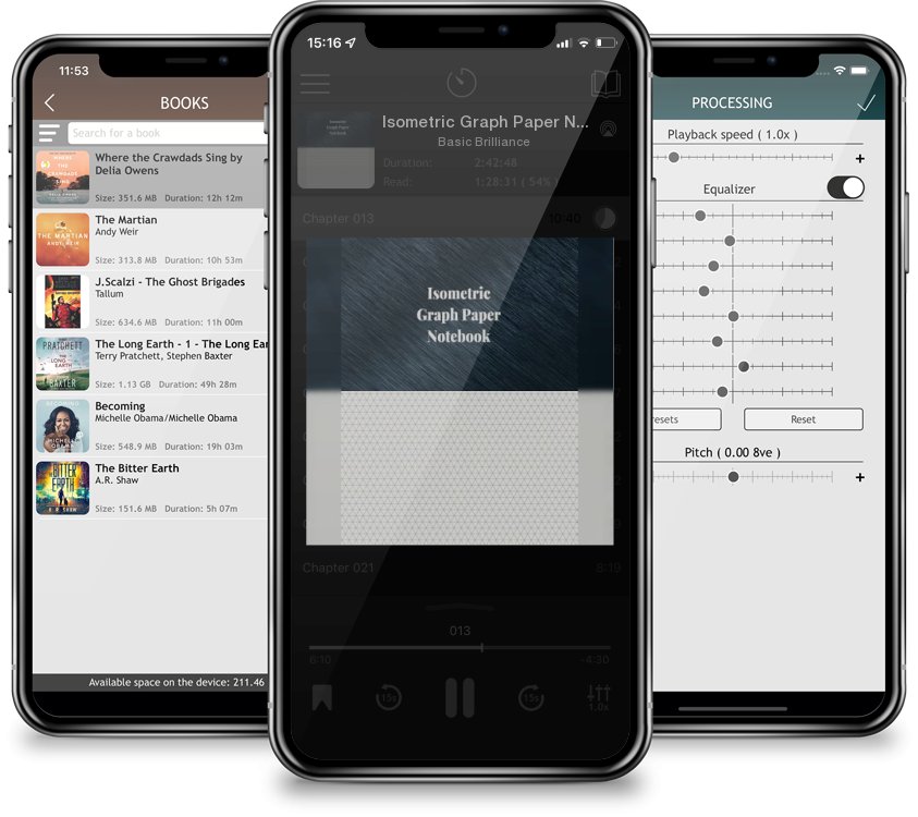 Audiobook Isometric Graph Paper Notebook: 1/4 Inch Isometric Ruled, 120 Pages by Basic Brilliance