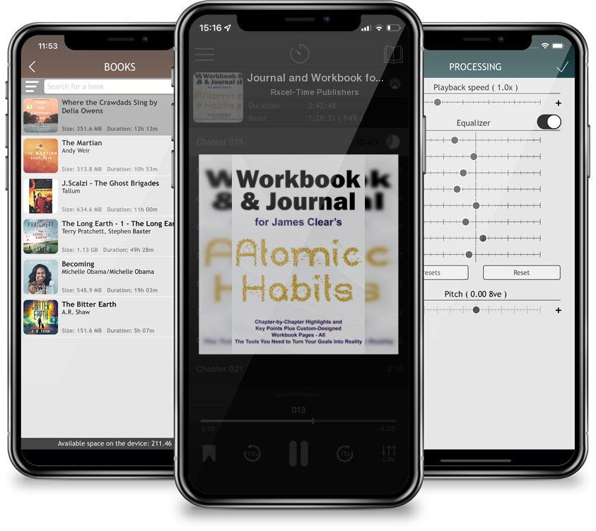 Audiobook Journal and Workbook for James Clear\'s Atomic Habits: Chapter-by-Chapter Highlights and Key Points plus Custom-Designed Workbook Pages - All the Tools by Rxcel-Time Publishers