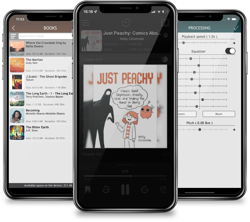 Audiobook Just Peachy: Comics About Depression, Anxiety, Love, and Finding the Humor in Being Sad by Holly Chisholm