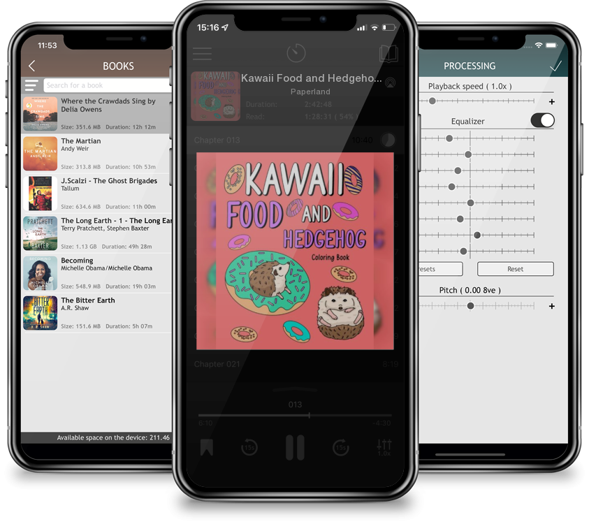 Audiobook Kawaii Food and Hedgehog Coloring Book by Paperland