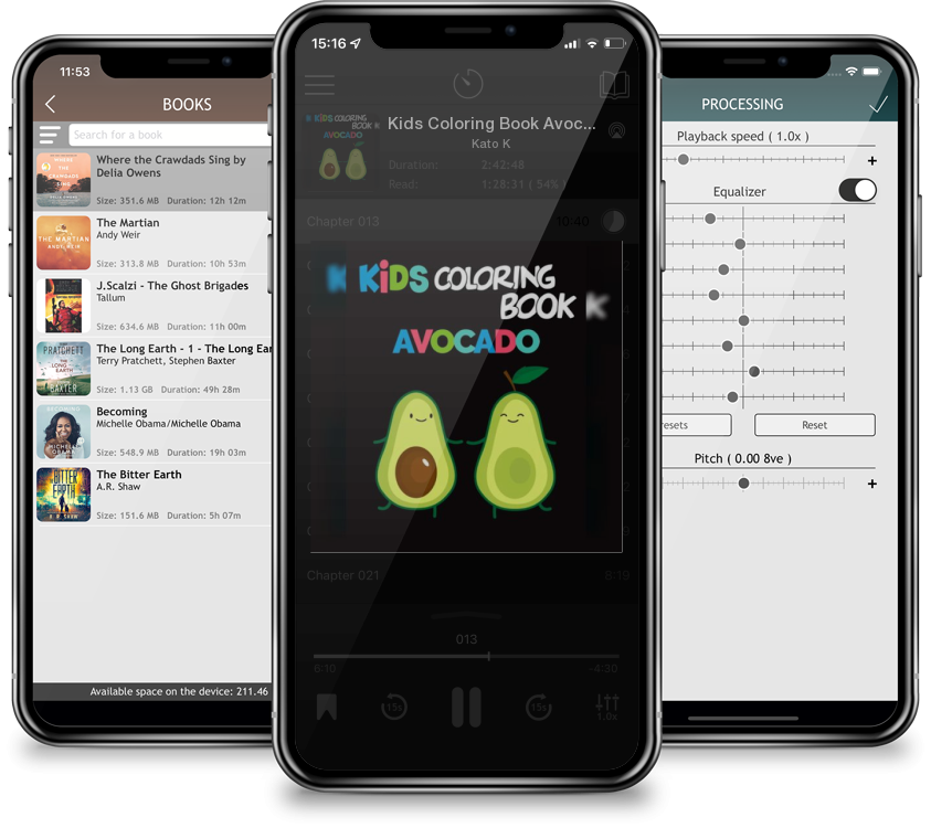 Audiobook Kids Coloring Book Avocados: Avocado Coloring Book for Children of All Ages, Fun Cute And Stress Relieving, 55 Unique Single-Sided Coloring Pages, by Kato K