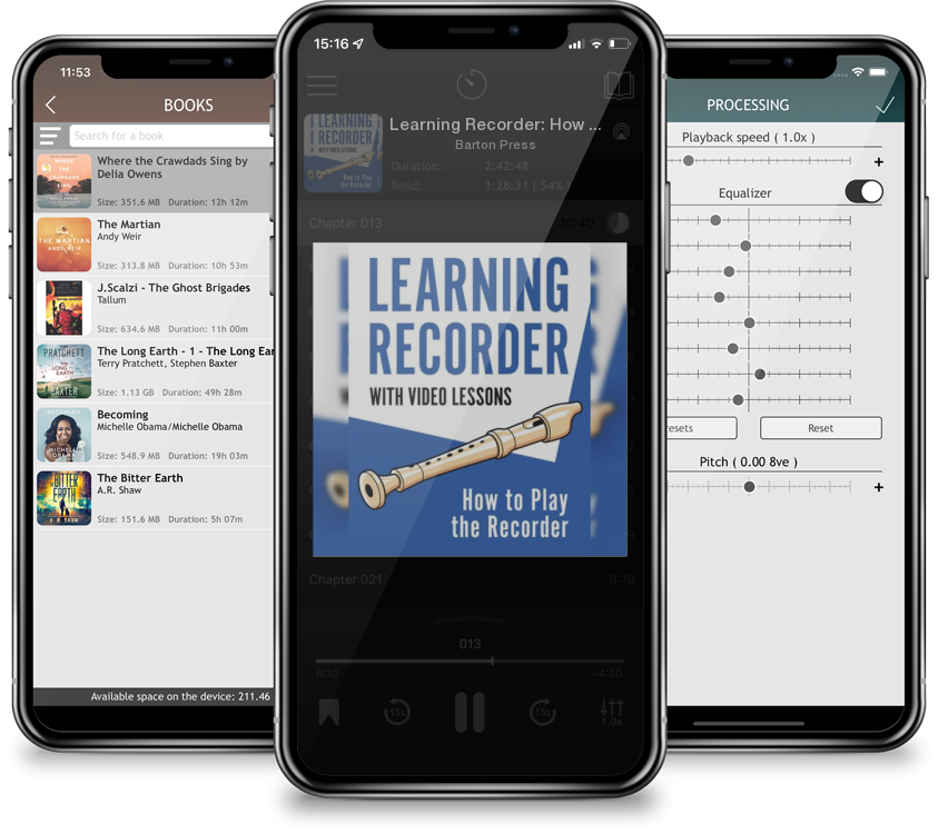Audiobook Learning Recorder: How to Play the Recorder 143 Pages (With Video Lessons) by Barton Press