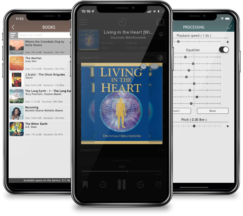Listen Living in the Heart [With CD] by Drunvalo Melchizedek in MP3 Audiobook Player for free
